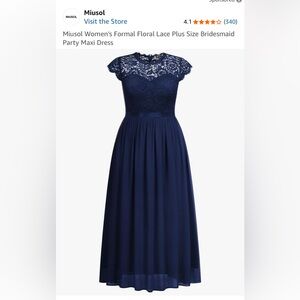 Miusol Navy Blue Pleated Maxi Gown with Flutter Cap Sleeves
